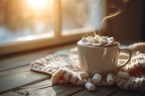 Premium Photo Chocolate Hot Cocoa In White Mug With Marshmallows Generative Ai