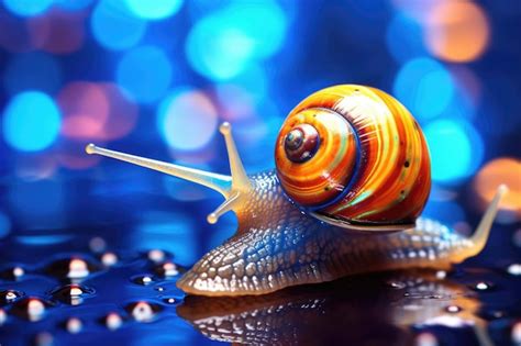 Premium Photo Snail Crawling On Glossy Surface