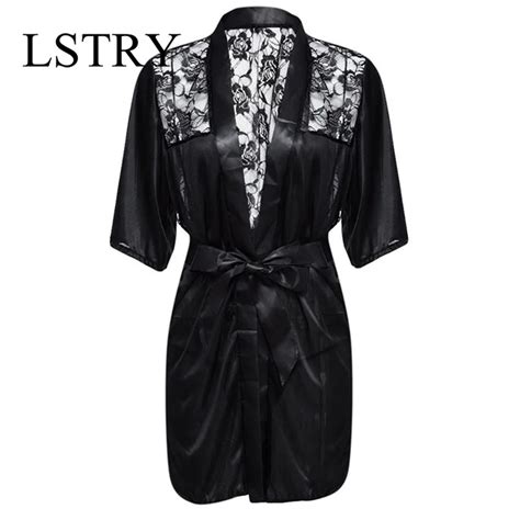 New Sexy Nightgown Lingerie Fashion Patchwork Night Dress Lstry Women Sheer Scalloped Satin