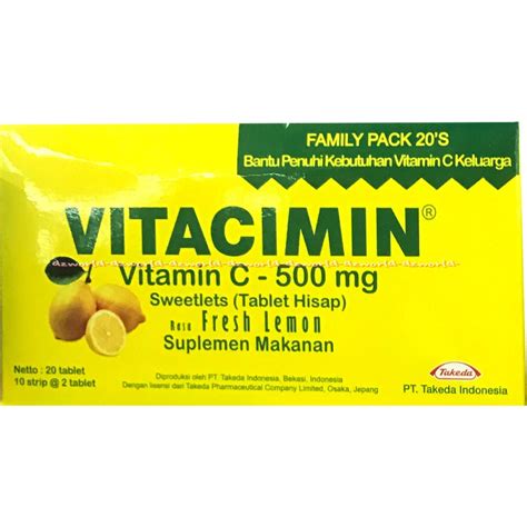 Vitacimin Vitamin C 500mg Vitamin Hisap Fresh Lemon 20Tablet Shopee