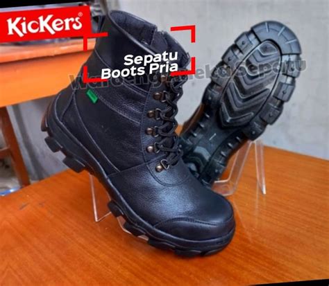 Sepatu Boots PDL Safety Kickers Kulit Semi Boots Low Tali Pria Boot