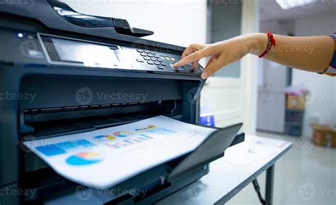 office worker prints paper  multifunction laser printer copy print
