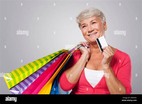 Lady Happy To Be Shopping Stock Photo Alamy