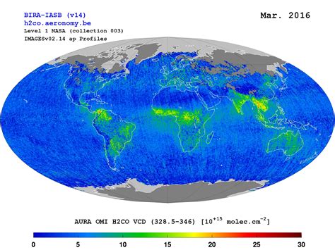 Tropospheric HCHO Columns From OMI AURA Archive