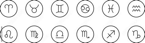 Zodiac Signs Black Icons Set Vector Isolated Astrology Signs Horoscope