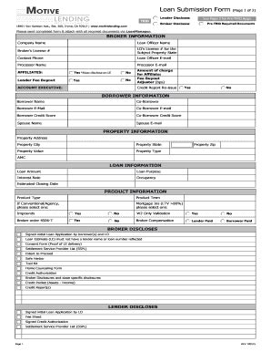 Fillable Online Loan Submission Form Welcome Motive Lending Fax Email