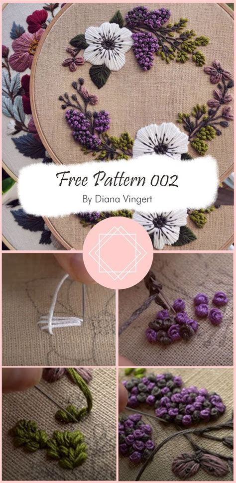 Free Pattern By Diana Vingert Hand Embroidery Patterns Flowers