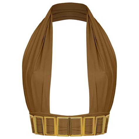 Petisa Halter Neck Bikini Top With Golden Details In Golden Brown Antoninias Wolf Badger