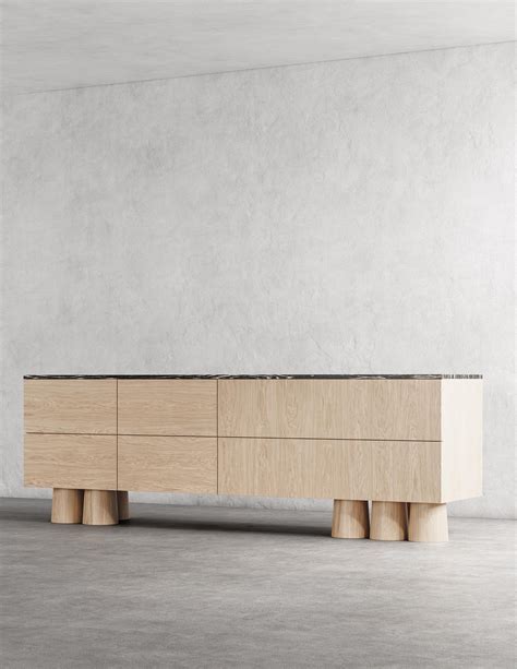 BOND DRESSER Modern 6 Drawer Nude Cathedral Oak Exotic Black White Groove For Sale At 1stDibs