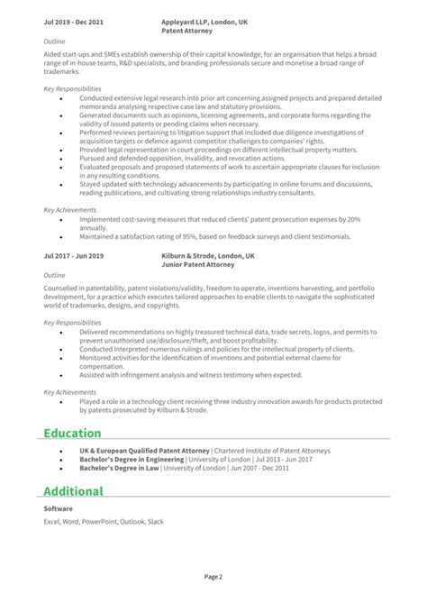 Patent Attorney Cv Example Guide Land Top Jobs