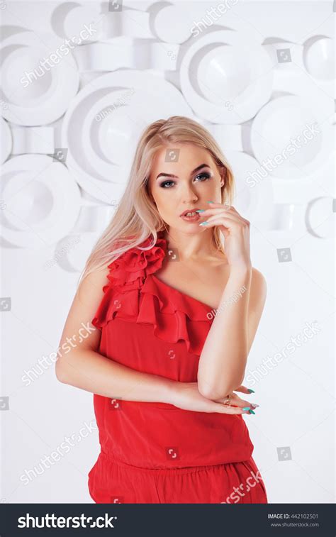 Sexy Blonde Red Stock Photo Shutterstock