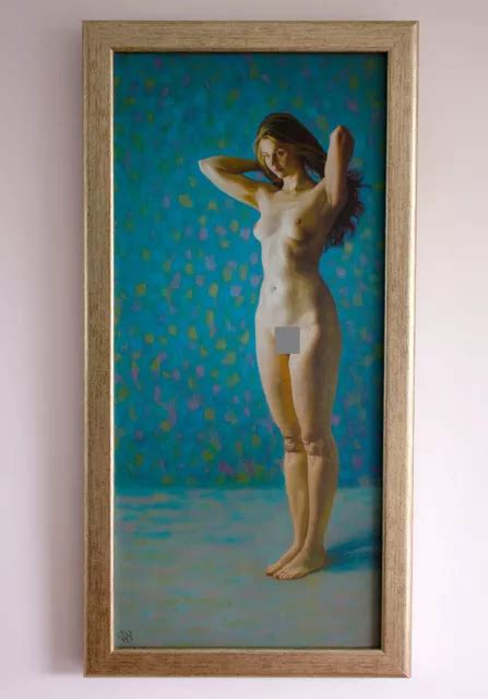 Original Gerahmtes Lgem Lde Weiblicher Akt M Dchen Kunstwerk Blonde Haare Frau Kunstwerk Eur