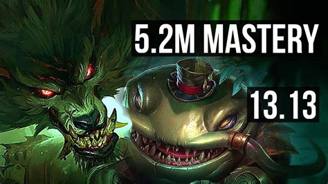 Warwick Vs Tahm Kench Top 52m Mastery 1600 Games 6 Solo Kills