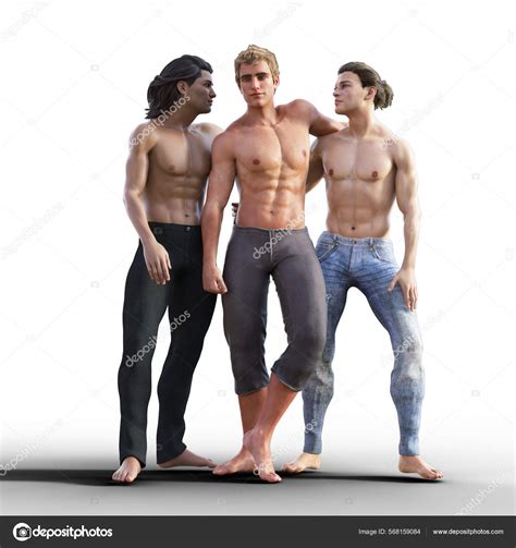 Three Shirtless Mpreg Gay Men Illustration Stock Photo By Shwdesign