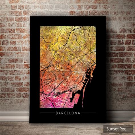 Barcelona Map City Street Map of Barcelona Spain Art Print Watercolor ...