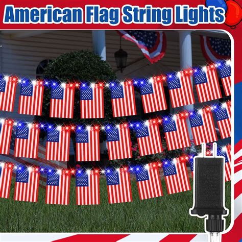 72 Feet 4th Of July Lights American Flag String Lights Flag Lights