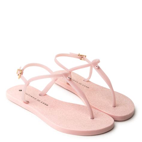 Rasteira Pop Nude Baby Glitter Ouro Translucido Rosa