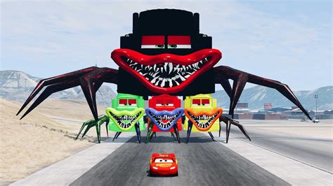 Epic Escape From Giant Mack Super Mutant Heads Lightning McQueen Vs