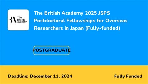 The British Academy 2025 Jsps Postdoctoral Fellowships For Overseas