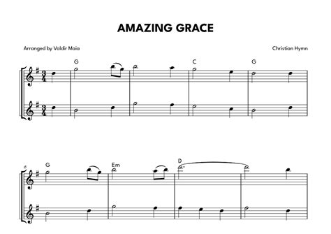 Amazing Grace Flute Duet Arr Valdir Maia By Traditional Carol