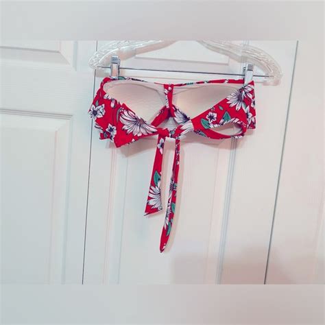 Jessica Simpson Swim Jessica Simpson Oopsy Daisy Swim Collection Ruffled Bandeau Red Bikini