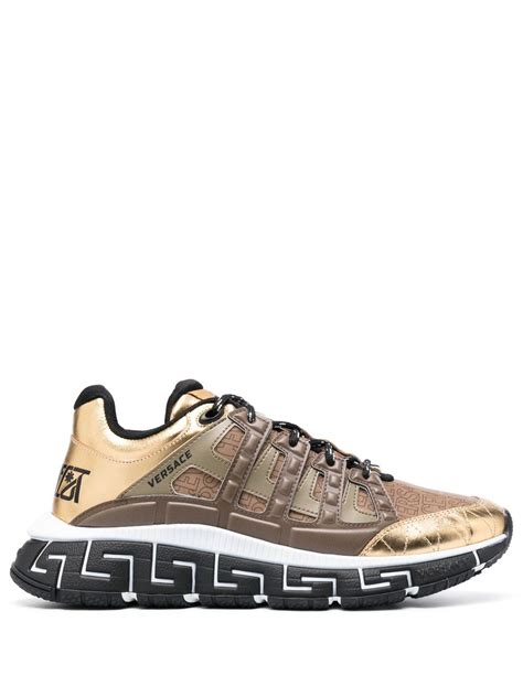 Versace Trigreca Allover Print Sneakers Brown Farfetch