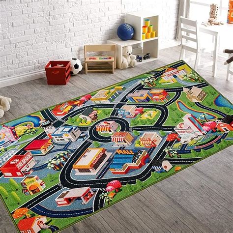 Booooom Jackson Tapis Enfant Chambre Voiture Route Tapis Jeu Color