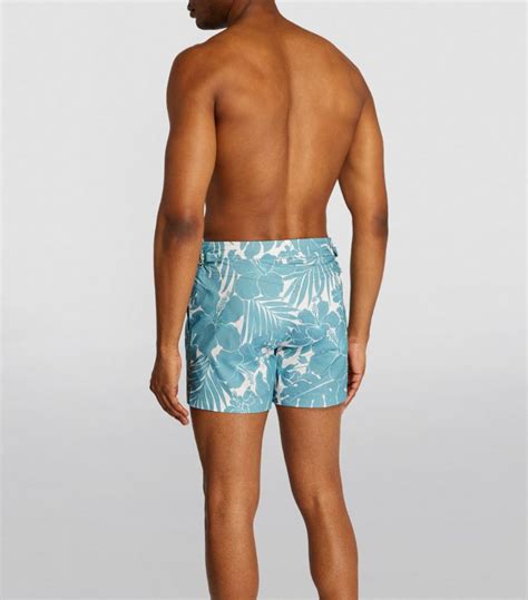 Mens Tom Ford Blue Tropical Print Compact Swim Shorts Harrods Uk