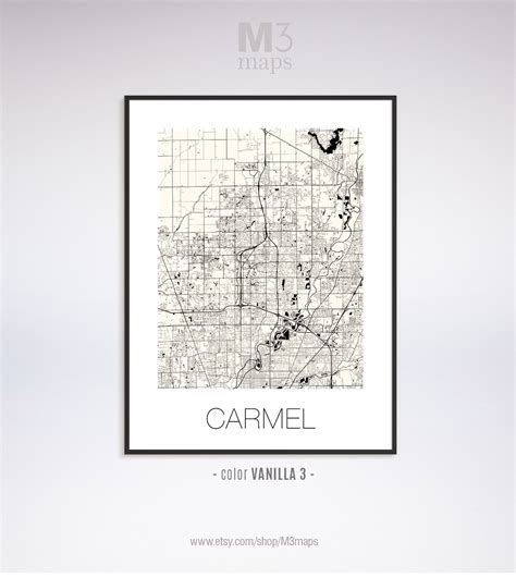 Carmel Indiana Carmel IN Map Carmel Map Carmel Print - Etsy