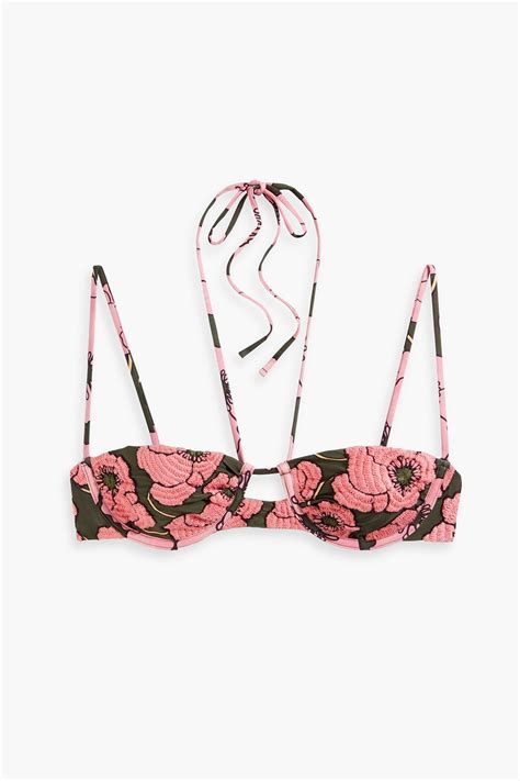 Agua By Agua Bendita Embroidered Printed Bikini Top The Outnet