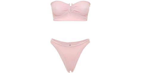 Reina Olga Ausilia Crinkle Lux Bikini Set In Pink Lyst