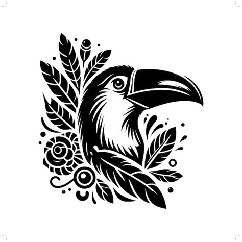 Premium Vector Toucan Bird Silhouette In Bohemian Boho Nature