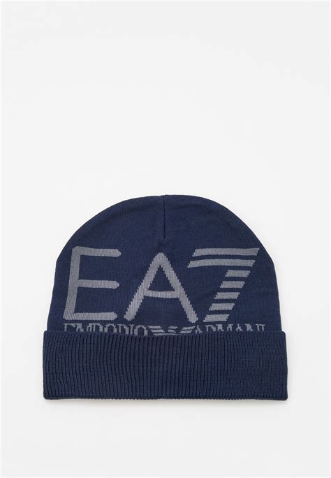 Шапка EA7, цвет: синий, RTLADB807101 — купить в интернет-магазине Lamoda