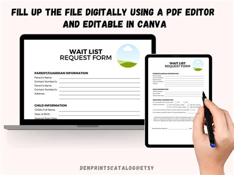 Daycare Wait List Printable, Daycare Waiting List Template, Wait List