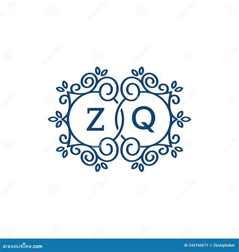 Floral Swirl Logo Letter ZQ Logos Design Stock Vector Illustration Of