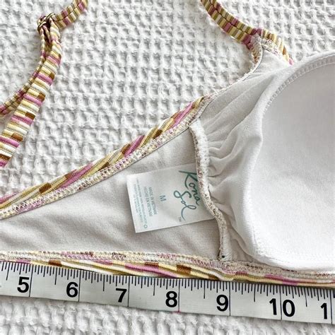 Kona Sol Yellow Pink Striped Bikini Set Both Top Depop