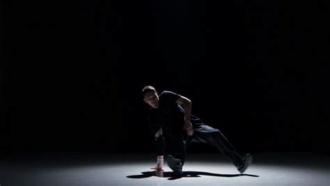 Breakdance Dancer Man With Naked Torso Dance On Black Shadow Stock Footage Video 15249976