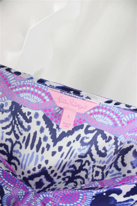 Lilly Pulitzer White Multi Geometric Sheer Silk Flowy Top Size L Ebay