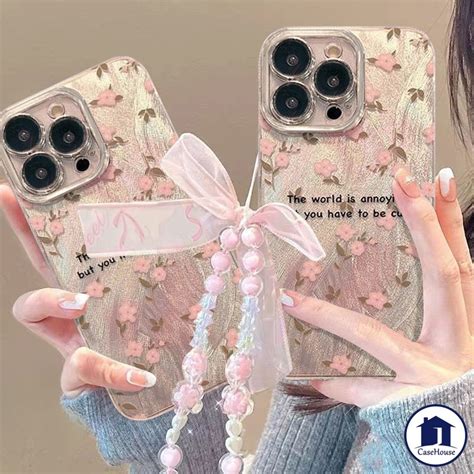 เคสแบบนมคลองคอลายขนนกดอกไมสชมพสด เขากนไดกบ Infinix Hot 30i Smart 7 Note 30 Pro 4G