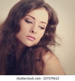 Portrait Nude Woman Long Hair Closed Stock Photo 345050795 Shutterstock