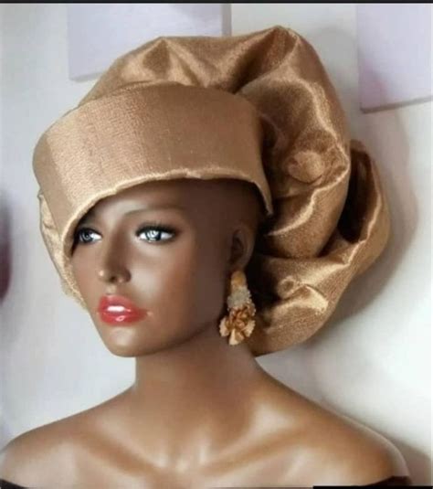 Luxury Metallic Aso Oke Auto Gele Turban Gele Hat Headtie Etsy