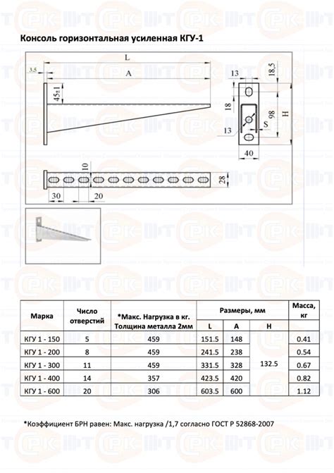 Консоль горизонтальная усиленная КГУ-1-400 УТ2.5 цинк (2мм) - Купить по ...