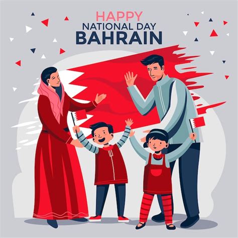 Premium Vector | Illustration of family celebrate bahrain national day