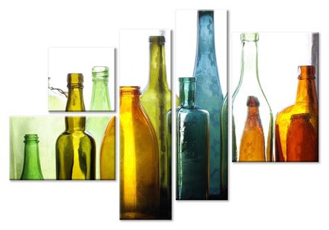 Картина из частей на холсте - Модульная картина «Разноцветные бутылки»