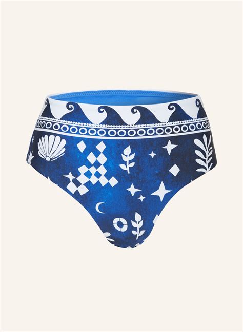 SEAFOLLY High Waist Bikini Hose CORFU In Blau Weiss