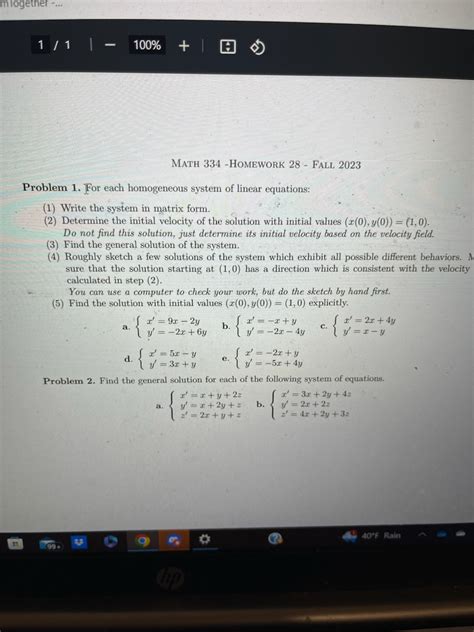 Solved MATH 334-HOMEWORK 28 - FALL 2023\\nProblem 1. For | Chegg.com