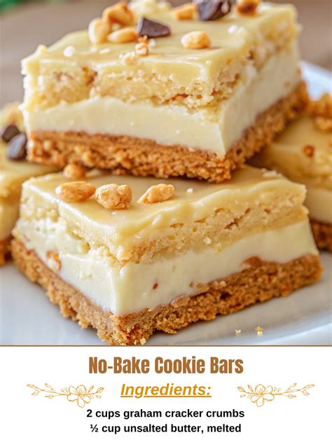 Divine Dishes - No-Bake Cookie Bars 🍪 Ingredients: For... | Facebook