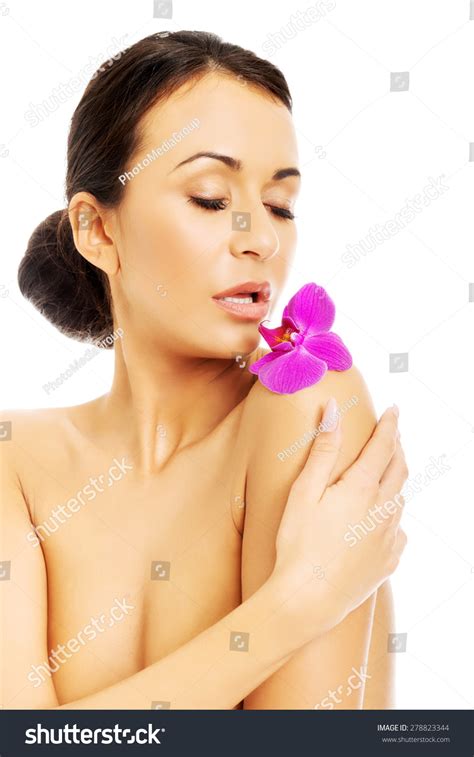 Naked Woman Purple Orchid Petal Stock Photo Shutterstock