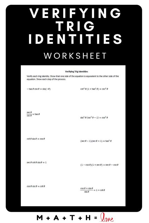 Trig Identities Cheat Sheet Free Printable Math Love