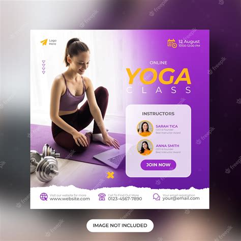 Premium Vector Online Yoga Class Social Media Post Template